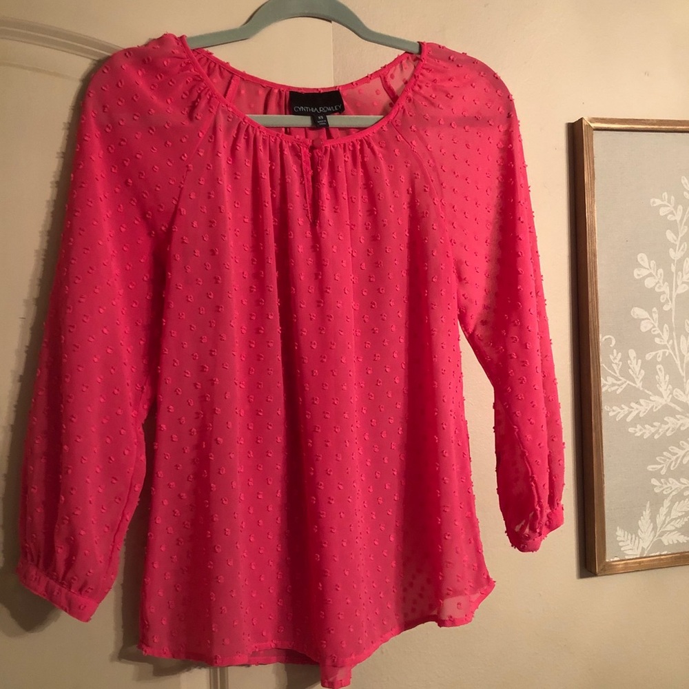 Women’s Cynthia Rowley dot hot pink blouse XS
